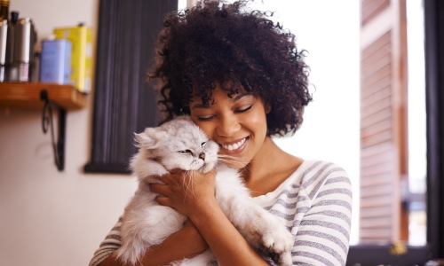 Happy pet with its owner